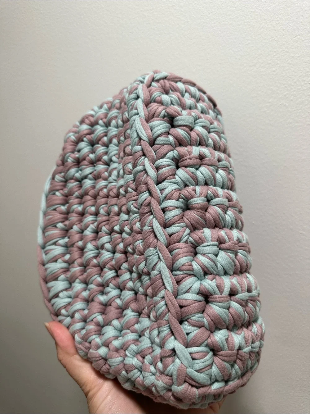 Parker Yarn Handmade Crochet Clutch Bag - Pink & Mint Green